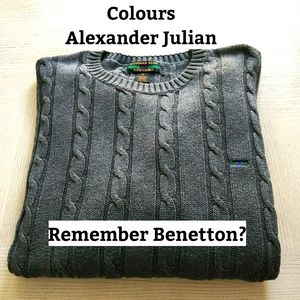 VTG Colours, Gray Cable Knit Sweater Sz M